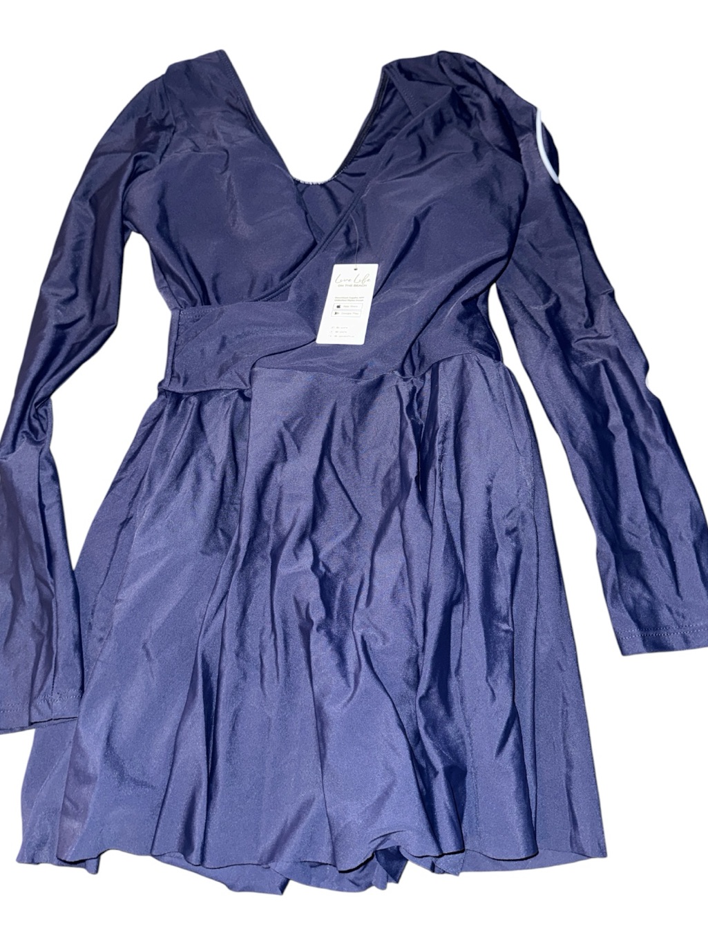 Cupshe Navy Long-Sleeve One-Piece Swimdress